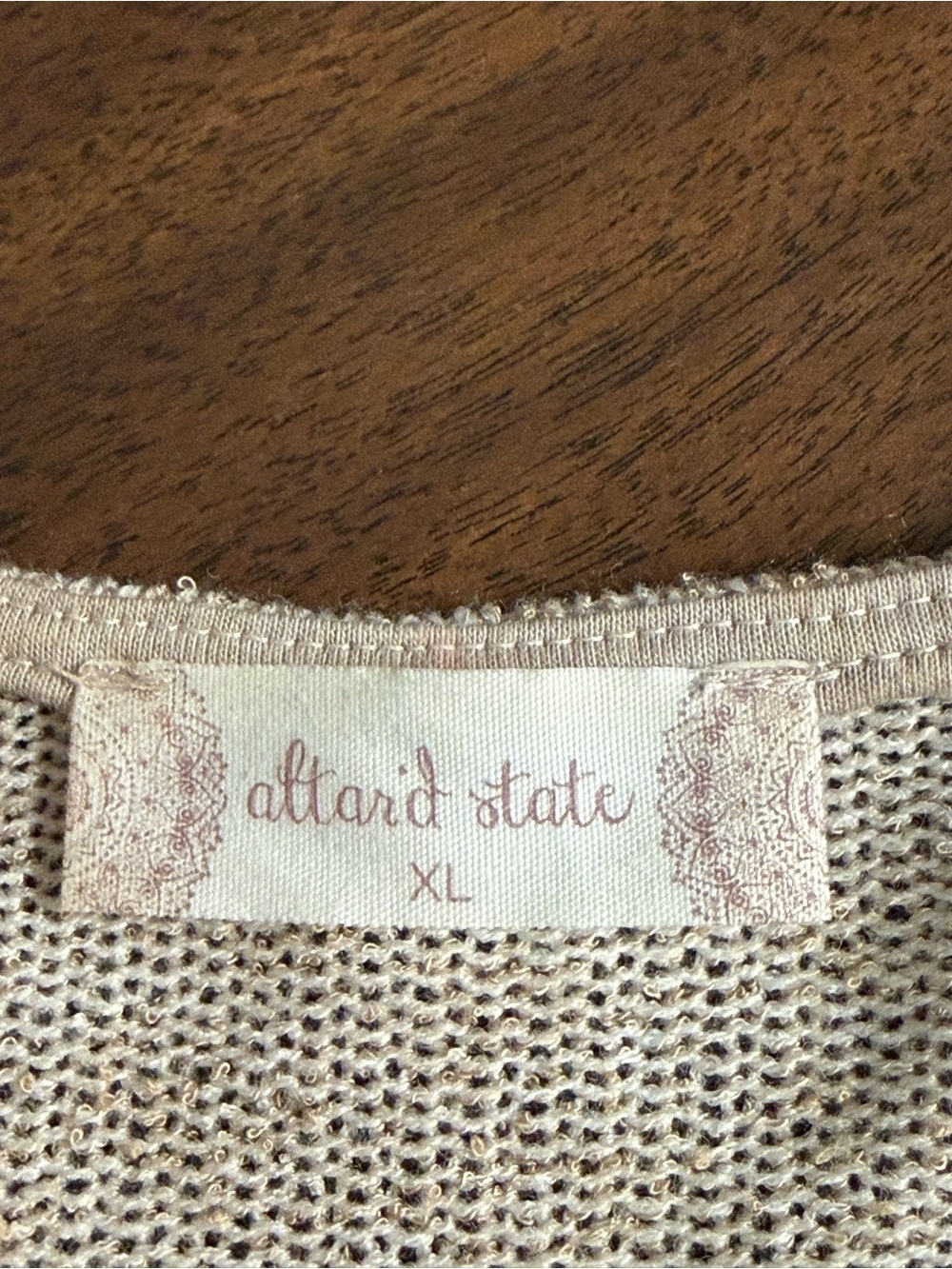 Altar'd State Tan Knit Lace Hem Tunic Tank XL Boho Cottagecore Romantic - Picture 7 of 9